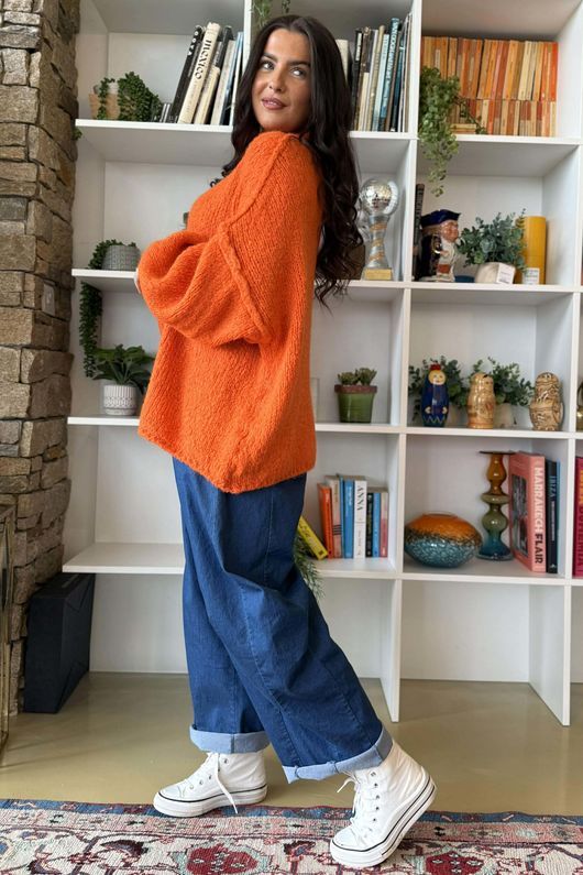 Big Softie Funnel Grunge Knit Marmalade 